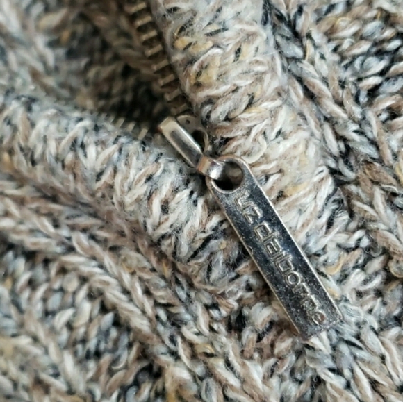 Liz Claiborne Ribbed Marbled Tan & Gray Knit 1/4 Zip Sweater, Size M - Picture 7 of 16